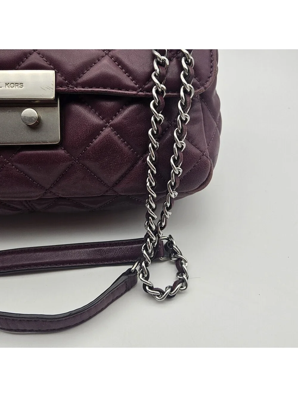 Michael Kors Purple Quilted Purse With Adjustable Chain Strap